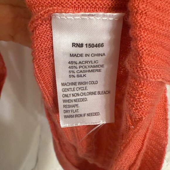 Market & Spruce Reviera Coral Cable Knit Dolman 3/4 Sweater Small - Picture 9 of 9